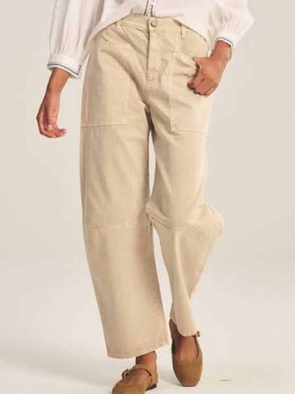 Velvet by Graham & Spencer Brylie Barrel Pant Sanded Twill Cream Size 4 EUC